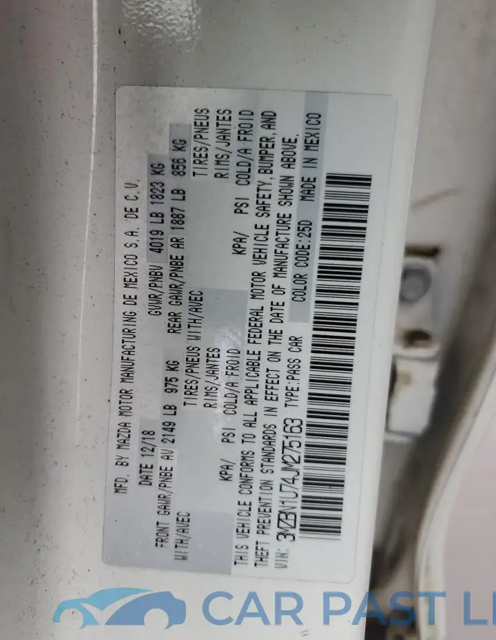 3MZBN1U74JM275163# 12