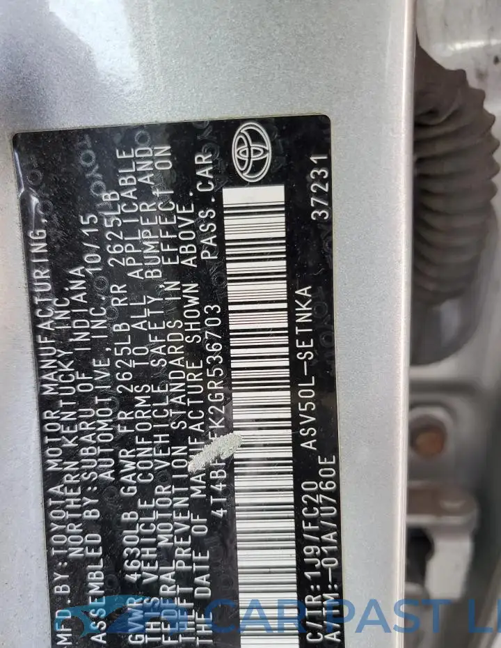 4T4BF1FK2GR536703# 12