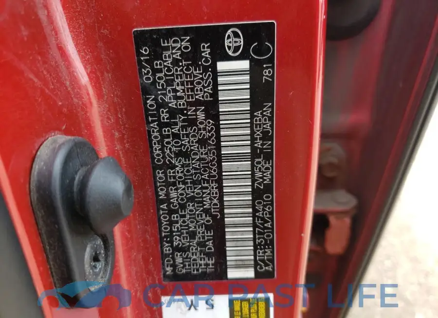 JTDKBRFU6G3516339# 12