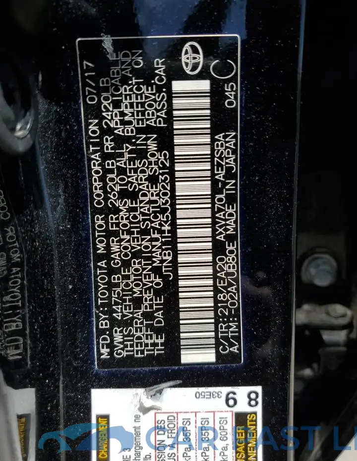 JTNB11HK5J3023125# 13