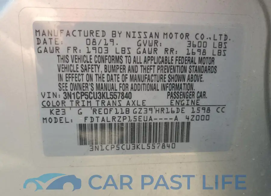 3N1CP5CU3KL557840# 13
