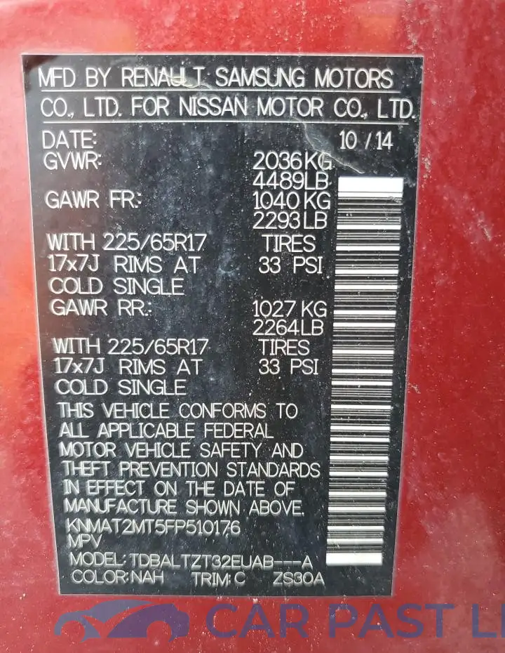 KNMAT2MT5FP510176# 12
