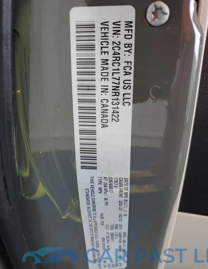 2C4RC1L77NR131422# 13