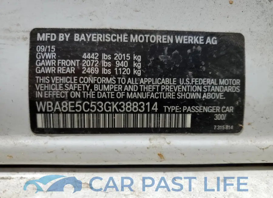 WBA8E5C53GK388314# 12
