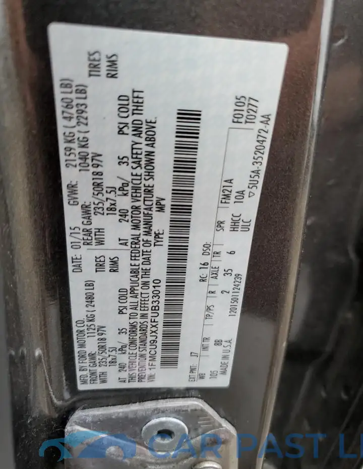 1FMCU9JXXFUB33010# 13