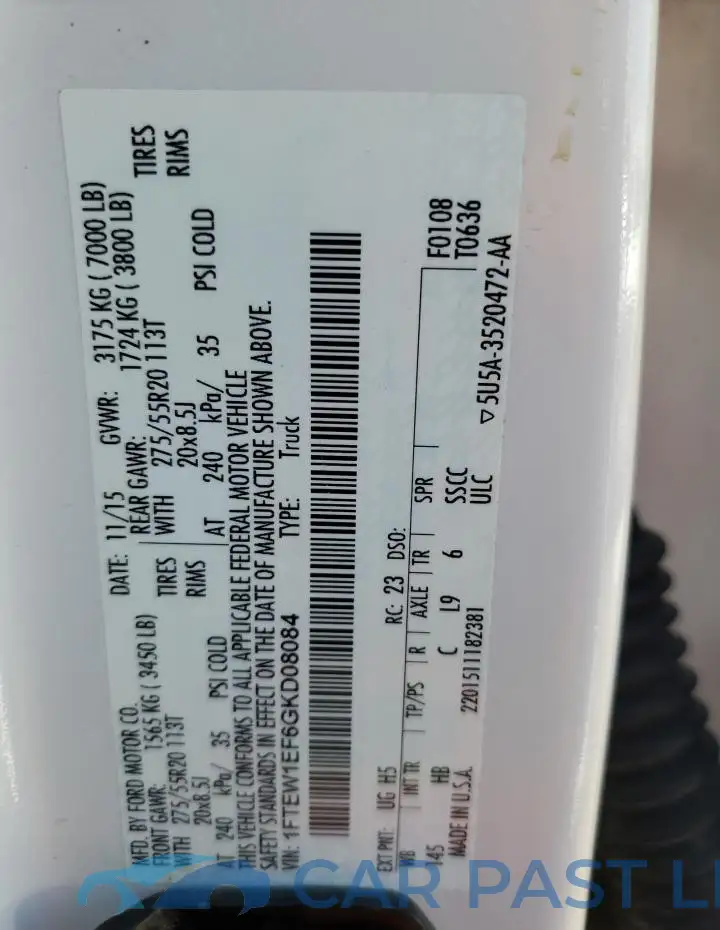 1FTEW1EF6GKD08084# 12