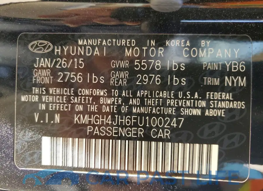 KMHGH4JH6FU100247# 12