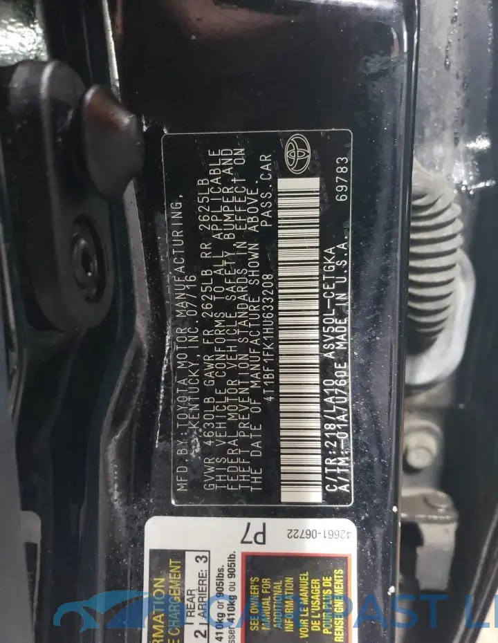 4T1BF1FK1HU633208# 12
