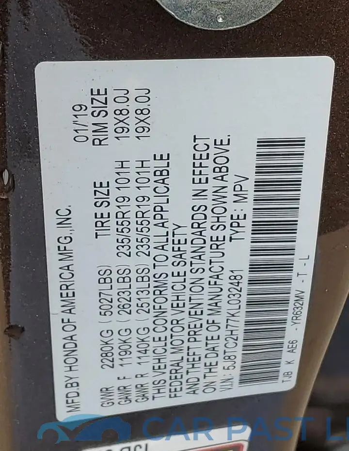 5J8TC2H77KL032481# 12