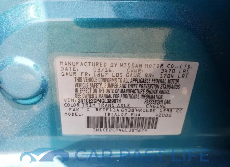 3N1CE2CP4GL389874# 12