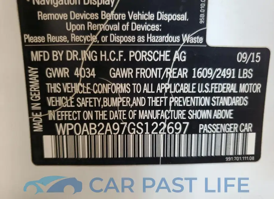 WP0AB2A97GS122697# 12