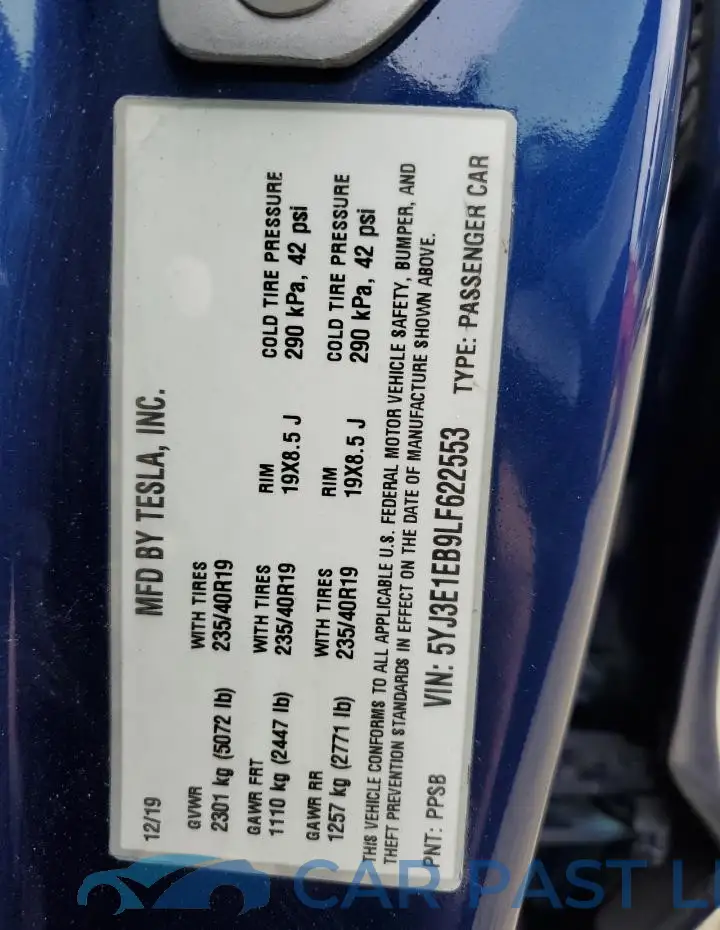 5YJ3E1EB9LF622553# 14