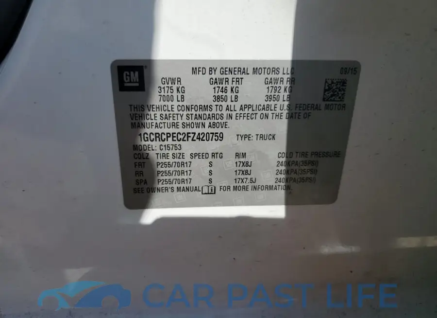 1GCRCPEC2FZ420759# 12