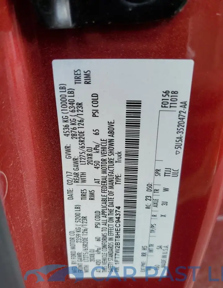 1FT7W2BT8HEC94374# 12