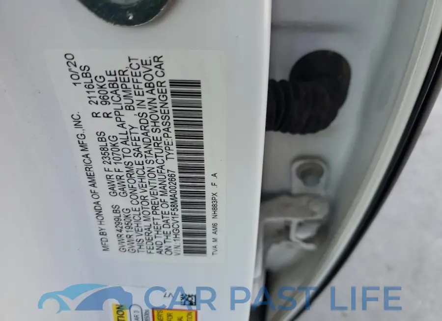 1HGCV1F58MA002667# 12