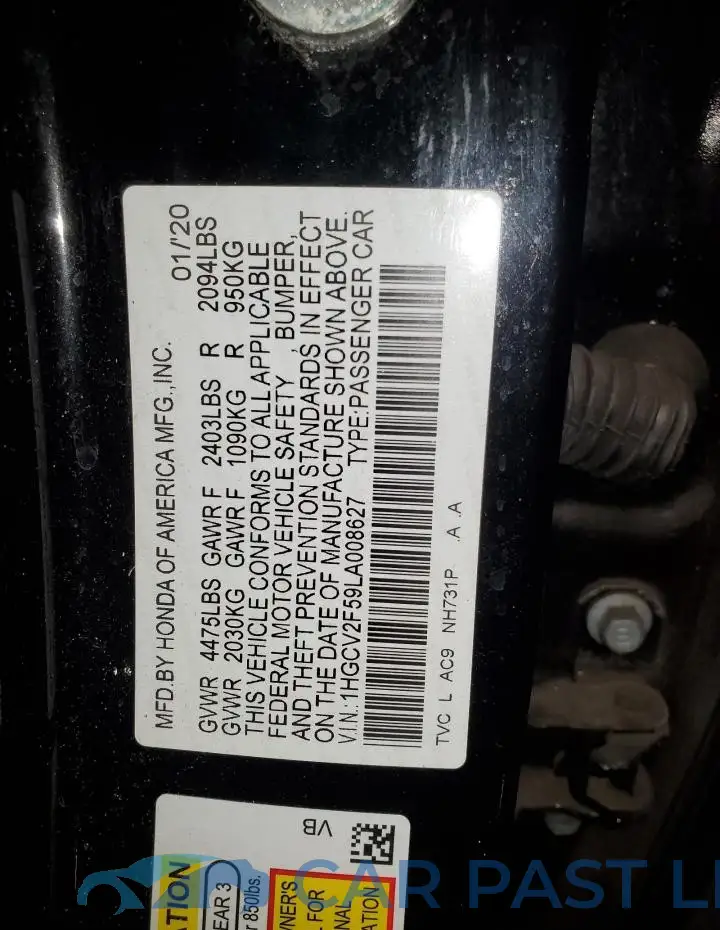 1HGCV2F59LA008627# 12