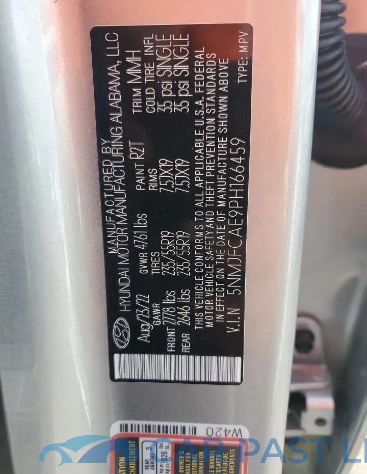 5NMJFCAE9PH166459# 13