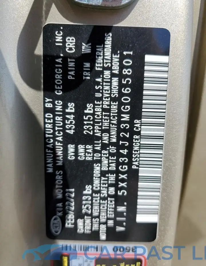 5XXG34J23MG065801# 12