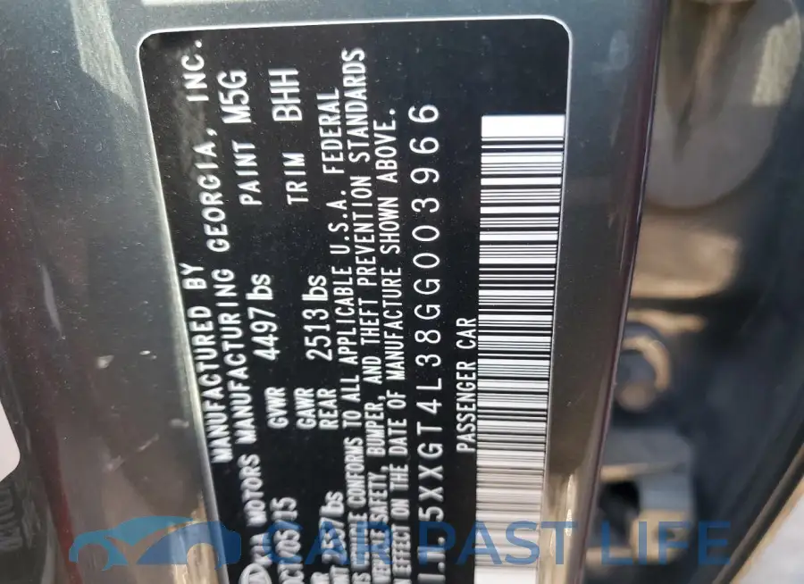 5XXGT4L38GG003966# 12