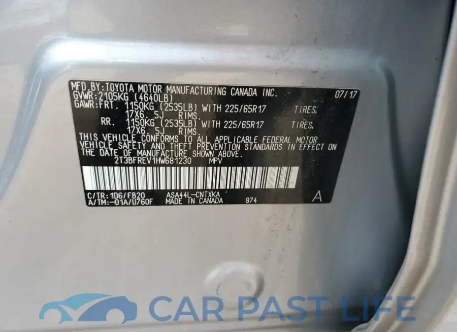 2T3BFREV1HW681230# 12