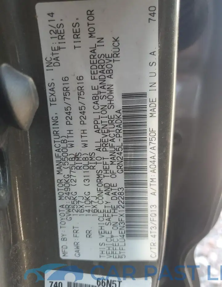 5TFLU4EN3FX122283# 12