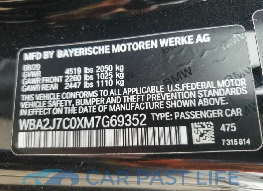WBA2J7C0XM7G69352# 13