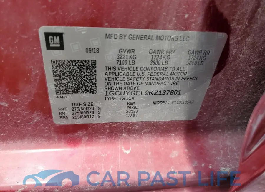 1GCUYGEL9KZ137801# 12