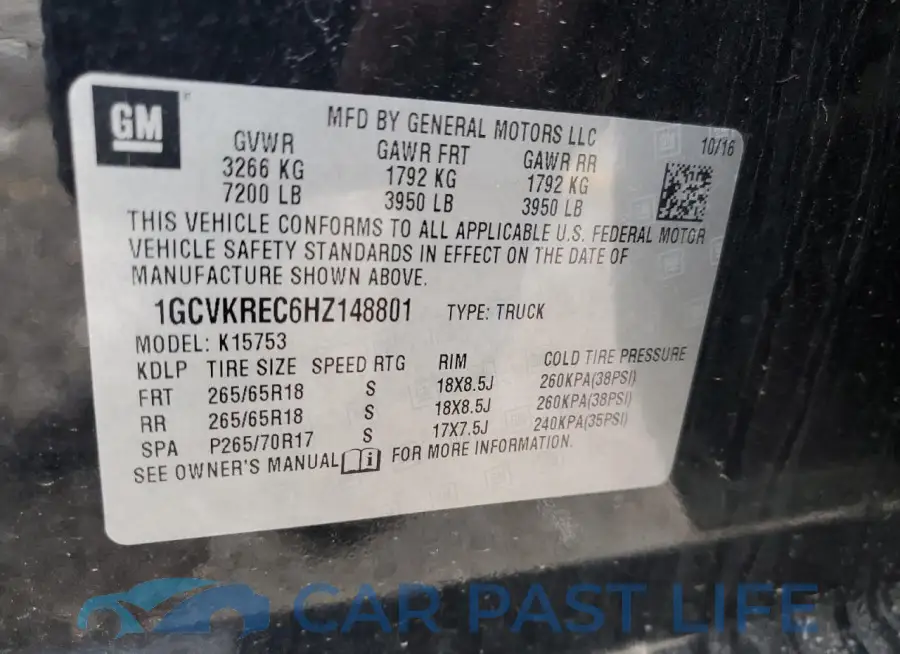 1GCVKREC6HZ148801# 12
