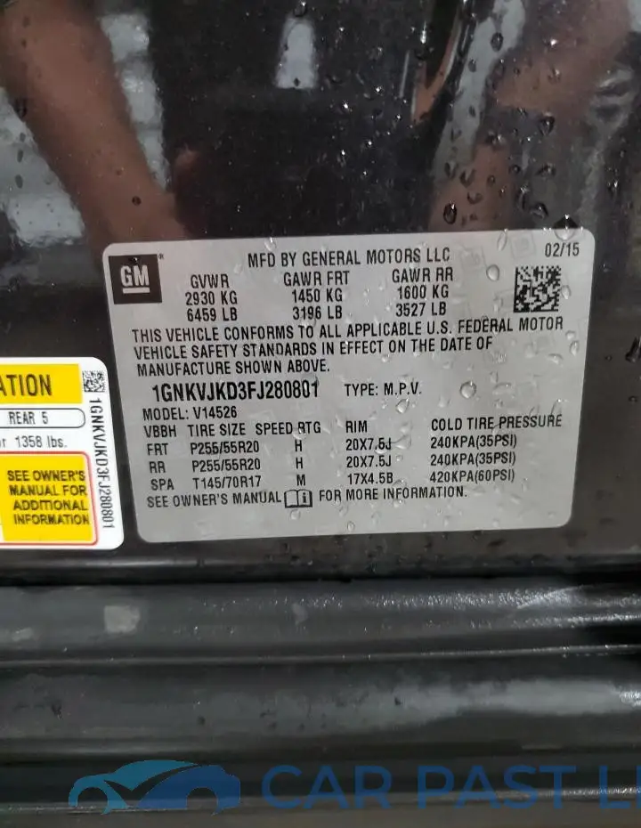 1GNKVJKD3FJ280801# 14