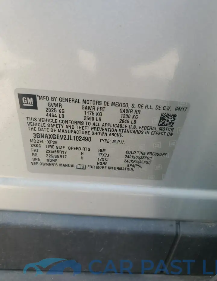 3GNAXGEV2JL102490# 14