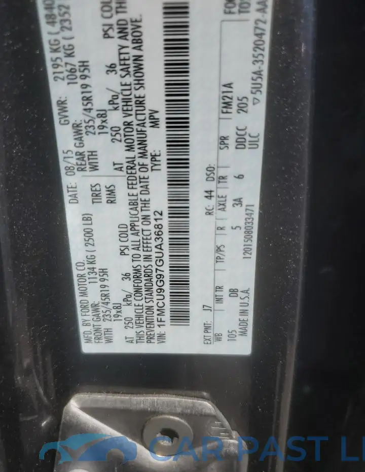 1FMCU9G97GUA36812# 13