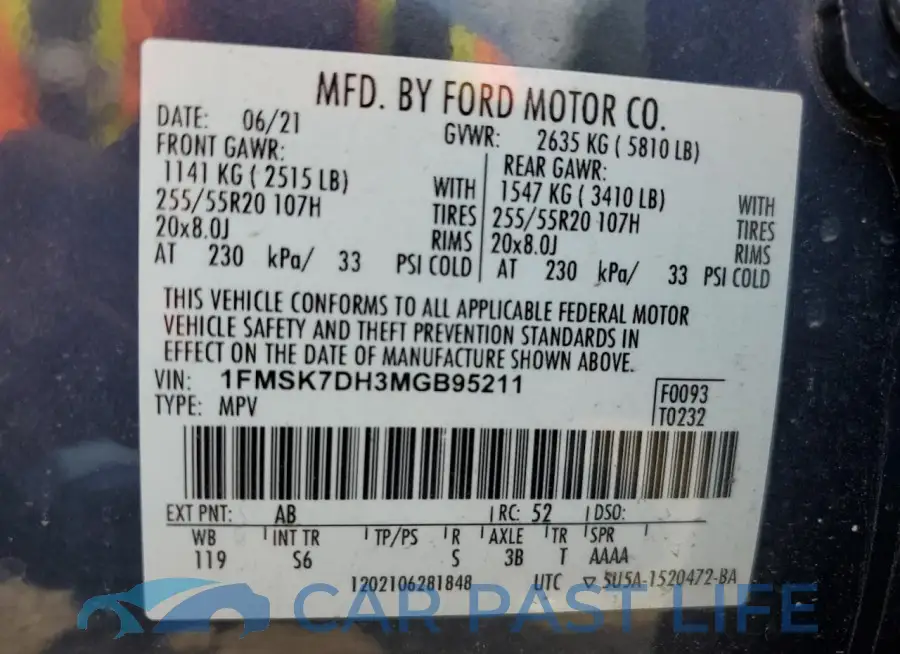 1FMSK7DH3MGB95211# 13