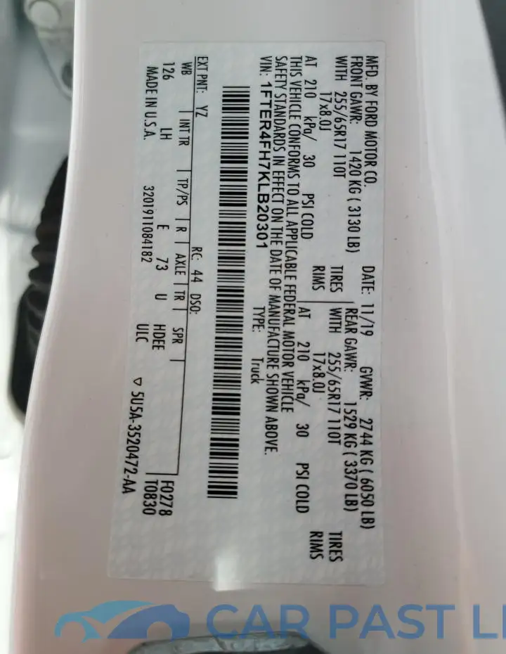 1FTER4FH7KLB20301# 12