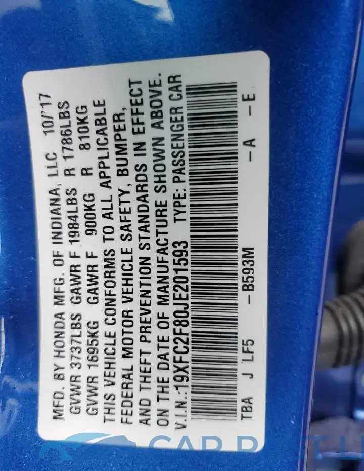 19XFC2F80JE201593# 12