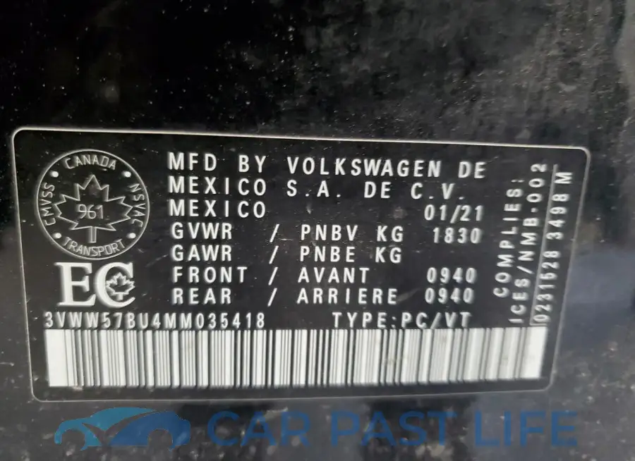 3VWW57BU4MM035418# 13