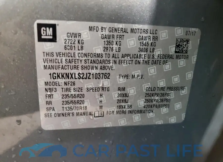 1GKKNXLS2JZ103762# 13
