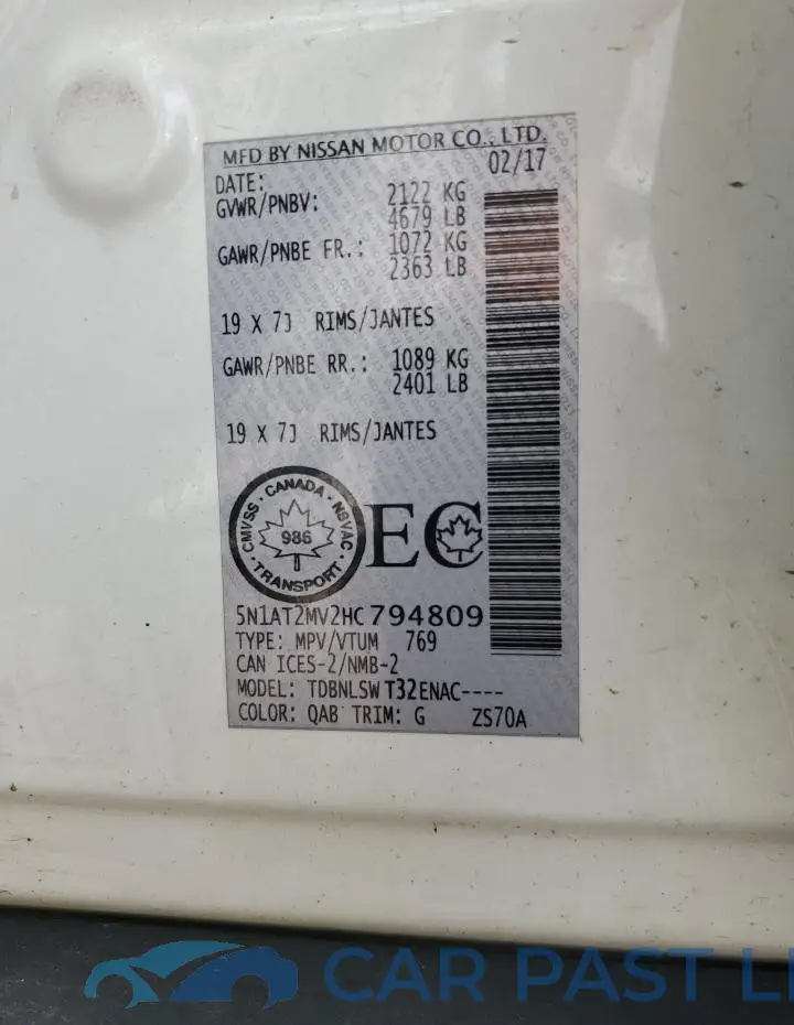 5N1AT2MV2HC794809# 13