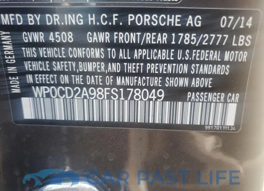 WP0CD2A98FS178049# 12