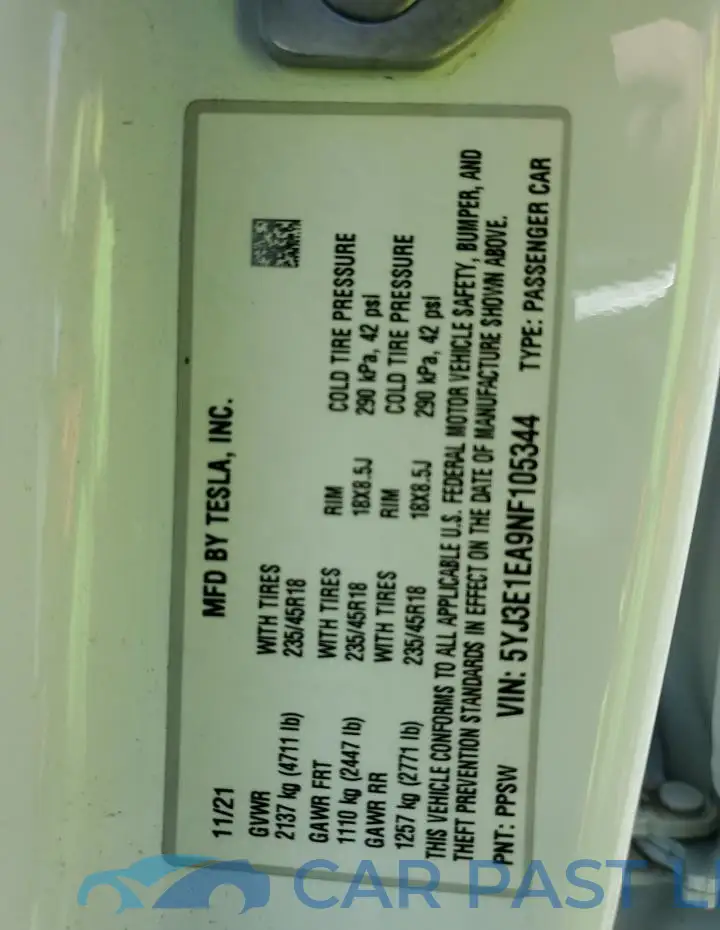 5YJ3E1EA9NF105344# 12