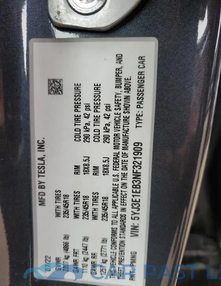 5YJ3E1EB3NF321909# 12