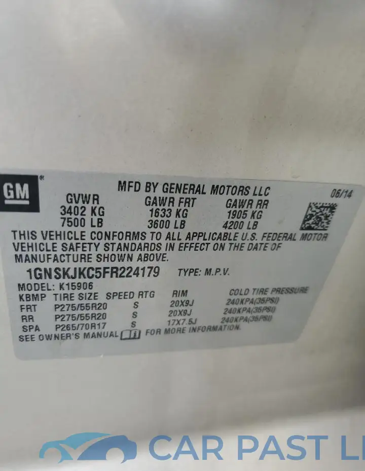 1GNSKJKC5FR224179# 13