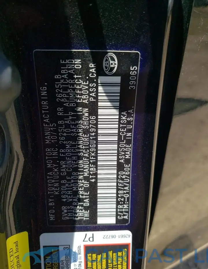 4T1BF1FK9GU149706# 12