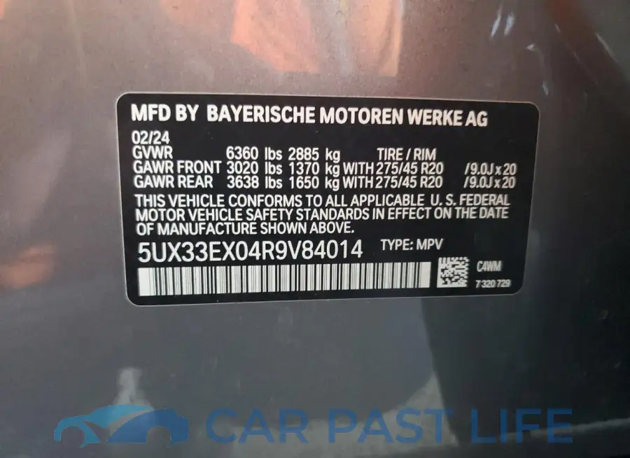 5UX33EX04R9V84014# 13