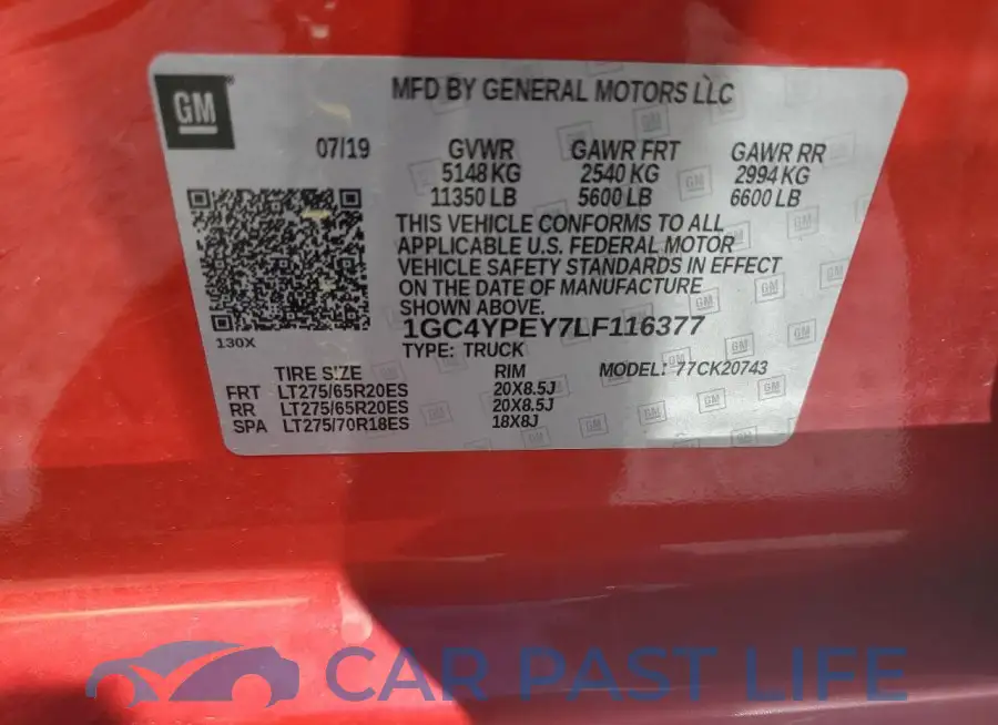 1GC4YPEY7LF116377# 12