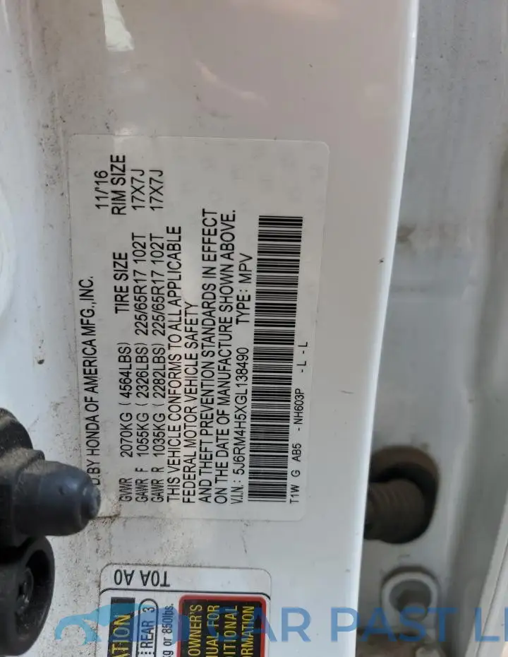 5J6RM4H5XGL138490# 12