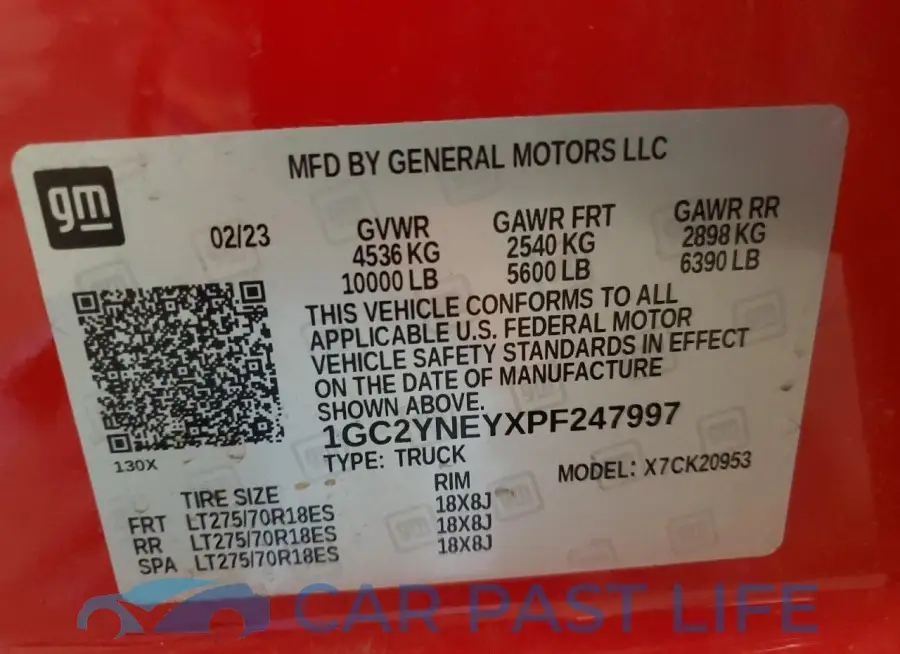 1GC2YNEYXPF247997# 13