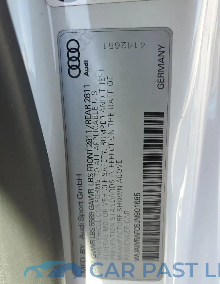 WUAWRAFC5JN901685# 12