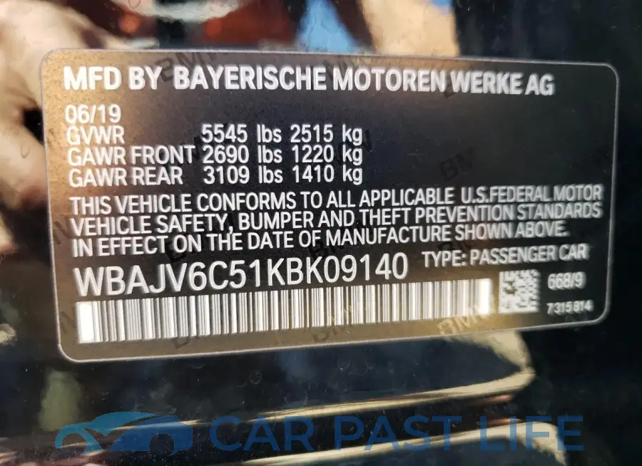 WBAJV6C51KBK09140# 12