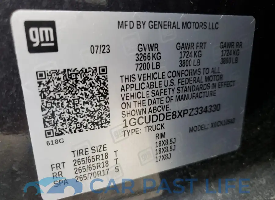 1GCUDDE8XPZ334330# 12