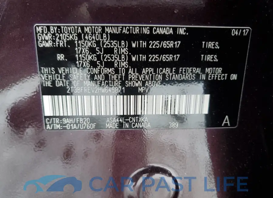 2T3BFREV2HW645871# 13